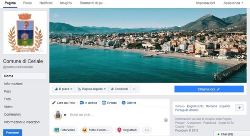 Ceriale, il Comune presenta la nuova pagina Facebook Ceriale, il Comune presenta la nuova pagina Facebook