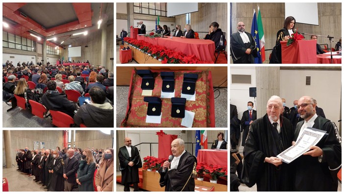 Savona, in Tribunale simbolico passaggio di testimone tra i neo avvocati e gli storici legali con più di 50-60 anni di lavoro (FOTO) Savona, in Tribunale simbolico passaggio di testimone tra i neo avvocati e gli storici legali con più di 50-60 anni di lavoro (FOTO)