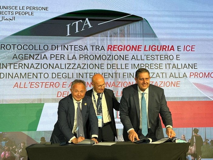 Expo Dubai, firmato protocollo tra Regione e agenzia Ice per la promozione delle imprese liguri nel mondo Expo Dubai, firmato protocollo tra Regione e agenzia Ice per la promozione delle imprese liguri nel mondo