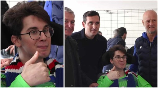 L’abbraccio della Sampdoria a Paolo, il ragazzo di Albenga vittima dell’aggressione che lo ha reso paraplegico