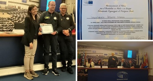 Il Parlamento Europeo premia i volontari di Protezione Civile: Giovanni Naso a Roma riceve la pergamena