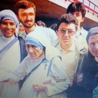 Rebufello in India con Madre Teresa di Calcutta e Madre Elvira