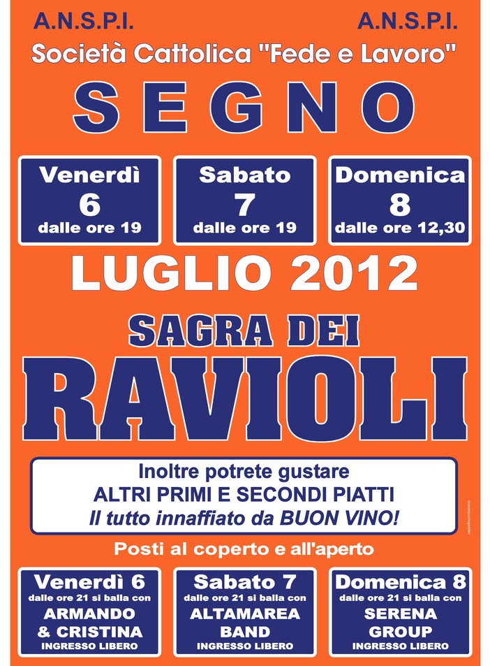 Segno, alla società Cattolica la "Sagra dei Ravioli"