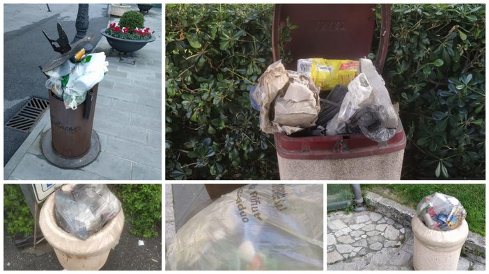 Finale, torna il problema "furbetti dei rifiuti": cestini gettacarte usati come bidoni dei rifiuti