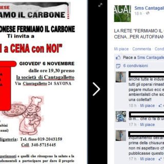Savona, insulti via web: la cena di autofinanziamento della Rete Savonese Fermiamo il Carbone accende gli animi
