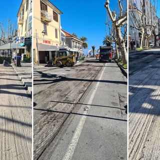 Albenga, iniziati gli interventi di ripristino asfalti su viale Italia