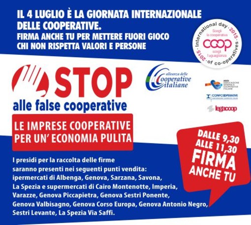 Coop Liguria dice "NO" alle false cooperative Coop Liguria dice "NO" alle false cooperative