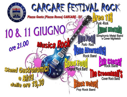 Carcare: al via la tre giorni del Festival Rock Carcare: al via la tre giorni del Festival Rock