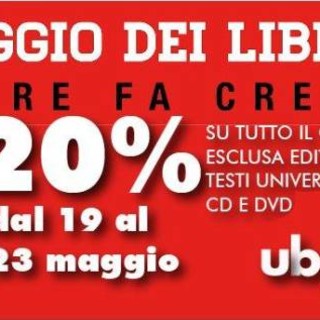 Alla Ubik di Savona "Festa del libro" dal 19 al 23 maggio e sconto del 20% su tutti i libri e tanti incontri con gli autori Alla Ubik di Savona "Festa del libro" dal 19 al 23 maggio e sconto del 20% su tutti i libri e tanti incontri con gli autori