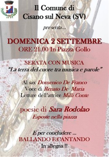 A Cisano sul Neva, lo spettacolo ”La terra del cuore tra musica e parole” A Cisano sul Neva, lo spettacolo ”La terra del cuore tra musica e parole”