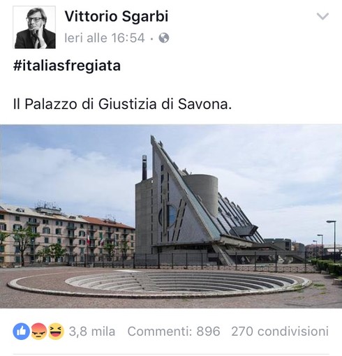 Vittorio Sgarbi "prende di mira" il Tribunale di Savona Vittorio Sgarbi "prende di mira" il Tribunale di Savona