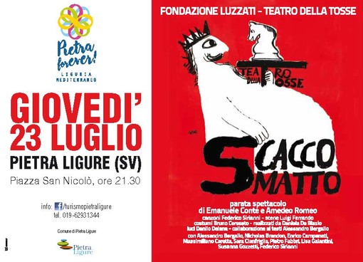 Il Teatro della Tosse porta in scena “Scacco Matto” nel centro storico di Pietra Ligure Il Teatro della Tosse porta in scena “Scacco Matto” nel centro storico di Pietra Ligure