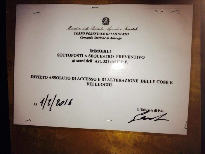 Sequestrato un terreno di 3mila metri quadri a Villanova d'Albenga: al via accertamenti su un compendio immobiliare di oltre 200 mila metri quatri