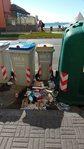 "Spazzatura varia versata davanti ai bidoni condominiali e non ritirata da cinque giorni" "Spazzatura varia versata davanti ai bidoni condominiali e non ritirata da cinque giorni"