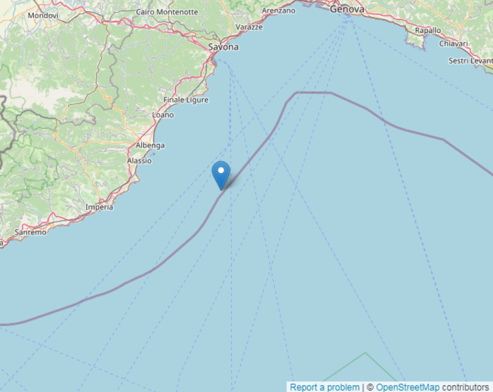 Scossa di terremoto nel mar Ligure, magnitudo 2.6 al largo di Savona Scossa di terremoto nel mar Ligure, magnitudo 2.6 al largo di Savona
