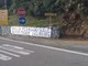 Lo striscione apparso nei pressi del casello autostradale di Celle Ligure Lo striscione apparso nei pressi del casello autostradale di Celle Ligure