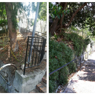 Savona, lavori di pulizia straordinaria delle aree verdi della scalinata Assereto Savona, lavori di pulizia straordinaria delle aree verdi della scalinata Assereto