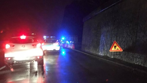 Lo smottamento sulla via Aurelia a Celle Ligure, in località Roglio Lo smottamento sulla via Aurelia a Celle Ligure, in località Roglio