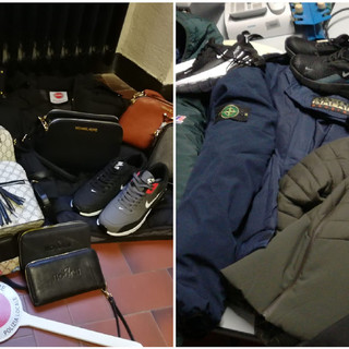 Giacconi, scarpe, borse e ombrelloni: decine di capi sequestrati a Finale dalla Polizia locale