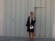 L'assessore alla Cultura di Savona, Elisa Di Padova, di fronte all'ingresso
