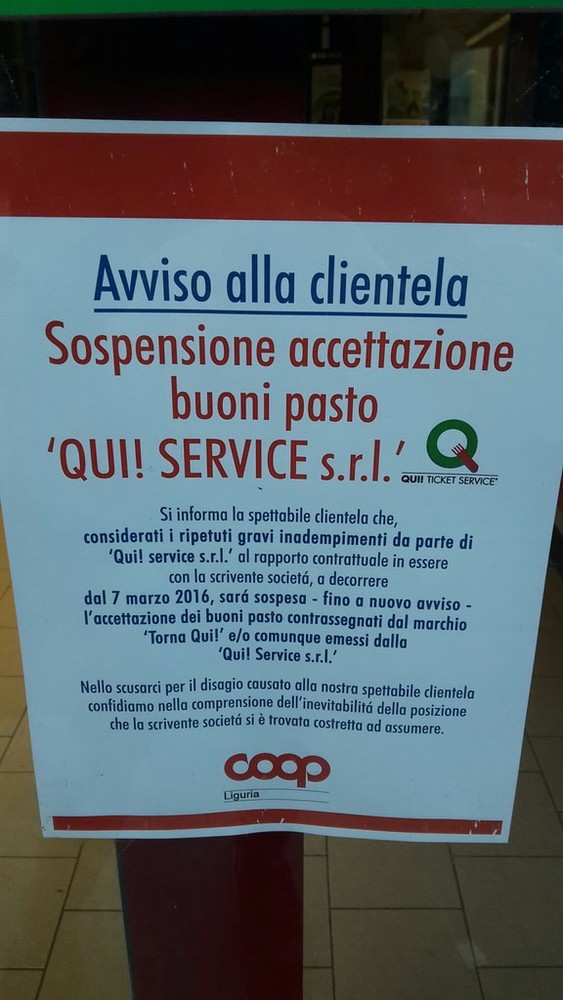 Vertenza tra "Qui Service" e Coop Liguria: i supermercati accettano i buoni