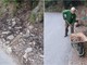 Savona, in via alla Strà i detriti di una frana ingombrano la strada, i residenti si organizzano  fanno pulizia