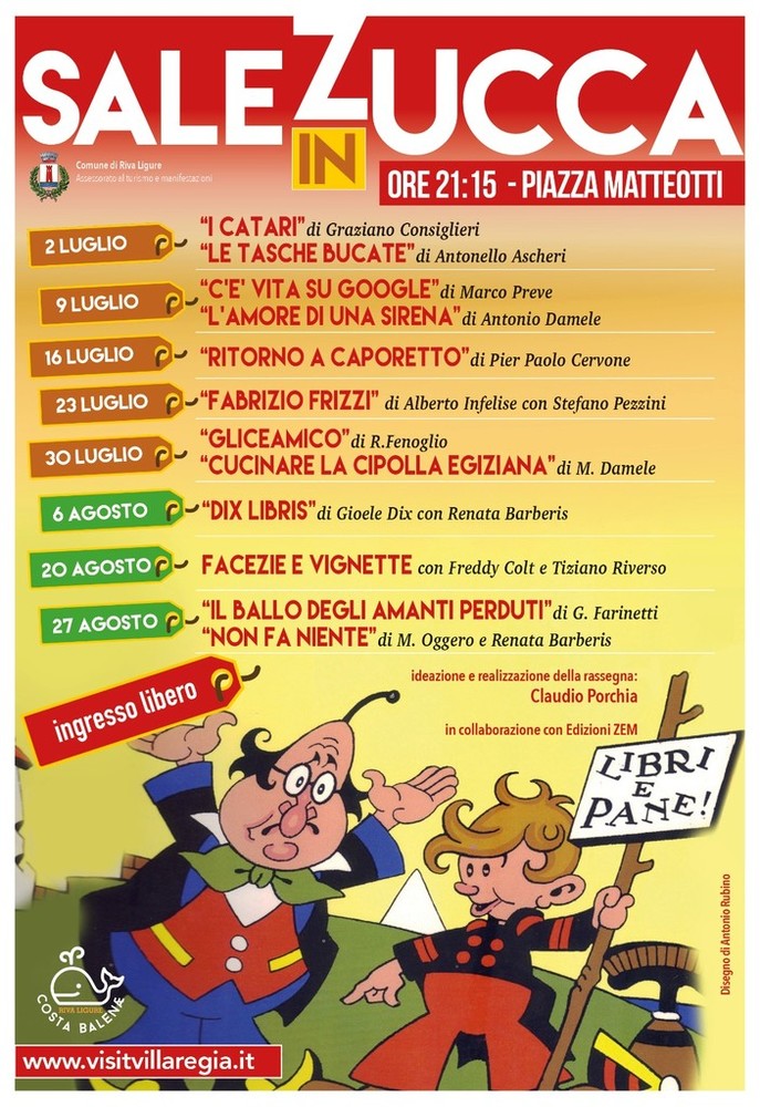 Al via a Riva Ligure la IV° edizione della rassegna letteraria 'Sale in Zucca'