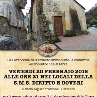 Recuperiamo la chiesa di Sant'Ermete: venerdì incontro a Vado Ligure