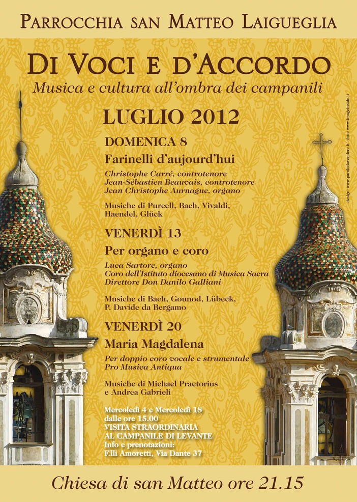 "Di voci e d'accordo": rassegna concertistica a Laigueglia