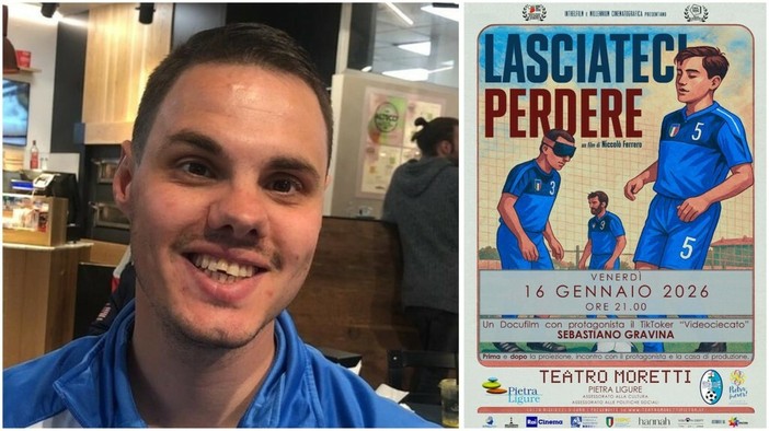 La Nazionale non vedenti raccontata da Sebastiano Gravina: "Lasciateci Perdere" arriva a Pietra Ligure La Nazionale non vedenti raccontata da Sebastiano Gravina: "Lasciateci Perdere" arriva a Pietra Ligure