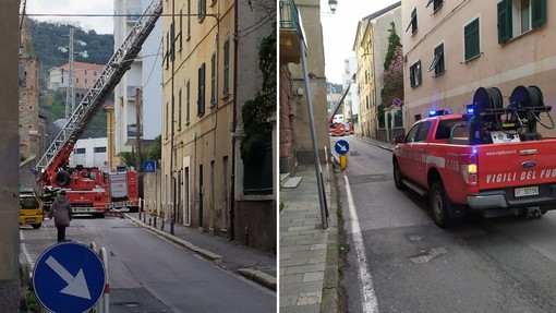 Savona, cadono calcinacci da una casa in zona Lavagnola: intervento dei Vigili del fuoco