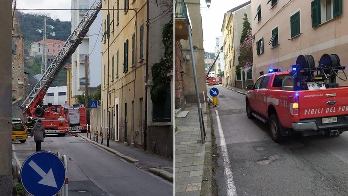 Savona, cadono calcinacci da una casa in zona Lavagnola: intervento dei Vigili del fuoco