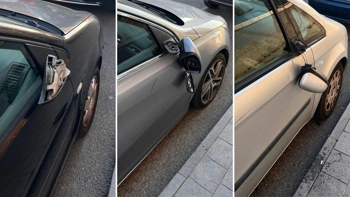Raid vandalico nella notte ad Albenga: almeno 5 auto con gli specchietti distrutti in via Carloforte Raid vandalico nella notte ad Albenga: almeno 5 auto con gli specchietti distrutti in via Carloforte