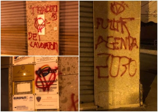 Savona, vandalizzata la sede della Uil di Corso Tardy &amp; Benech: "Traditori dei lavoratori" (FOTO)