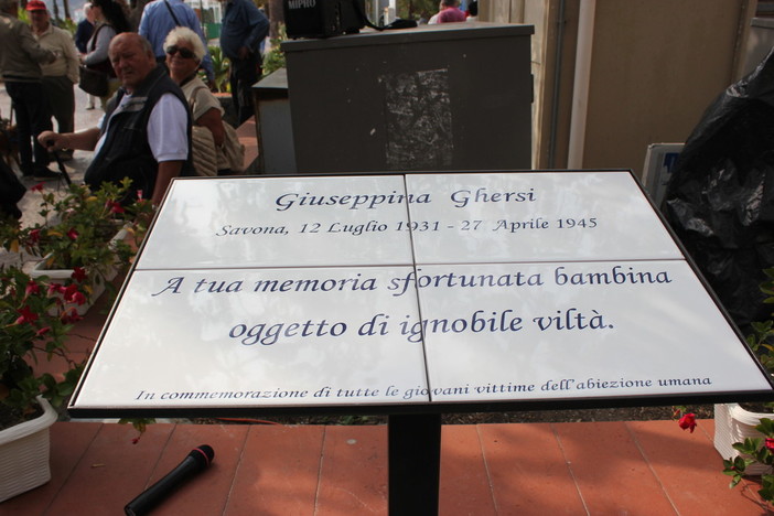 Targa per Giuseppina Ghersi a Noli, Nicolick: "Un giusto ricordo" Targa per Giuseppina Ghersi a Noli, Nicolick: "Un giusto ricordo"
