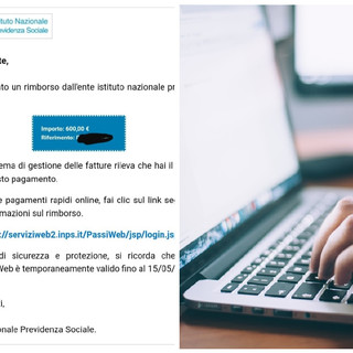 Rimborso Inps: tentata truffa tramite phishing via mail ai cittadini