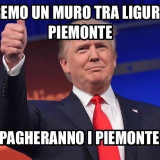 "Un muro tra Liguria e Piemonte", gira sui social un post goliardico alla Trump: "e lo pagheranno i piemontesi" "Un muro tra Liguria e Piemonte", gira sui social un post goliardico alla Trump: "e lo pagheranno i piemontesi"
