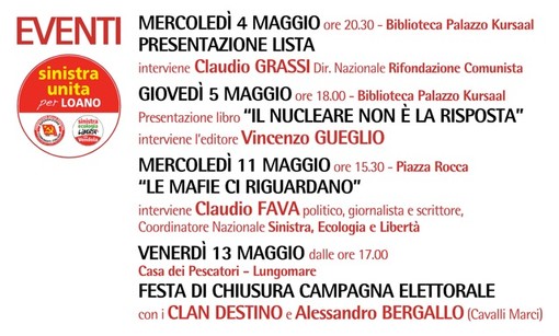 Eventi presentati da "Sinistra unita per Loano"