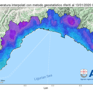 Nell’immagine la cartina con la distribuzione delle temperature alle ore 6.30