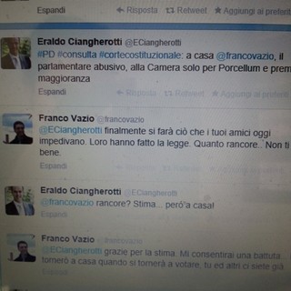Guerra di tweet tra Vazio e Ciangherotti dopo il "Porcellum" incostituzionale