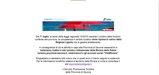 Addio al turismo 2.0 in Provincia di Savona: nuovamente disattivati i siti web istituzionali