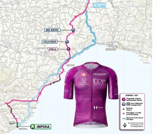 Giro d'Italia, fissato il traguardo volante nella tappa Imperia-Novi: sarà a Stella San Giovanni