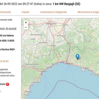 Trema ancora la terra nel genovesato, nuova scossa del 2.2 della scala Richter