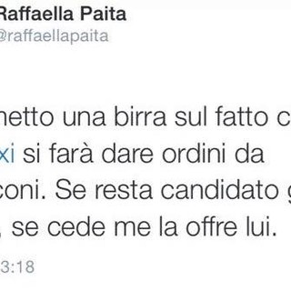 Raffaella Paita la profeta:"Scommetto una birra che @edorixi si farà dare ordini da Berlusconi"