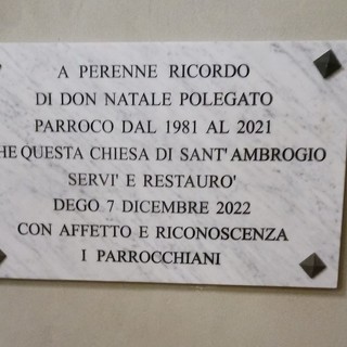 Una targa per ricordare don Natalino, parroco di Dego e Piana Crixia