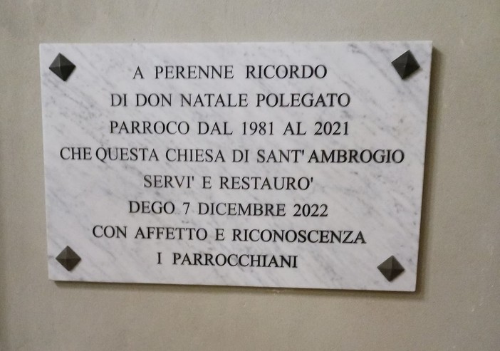 Una targa per ricordare don Natalino, parroco di Dego e Piana Crixia