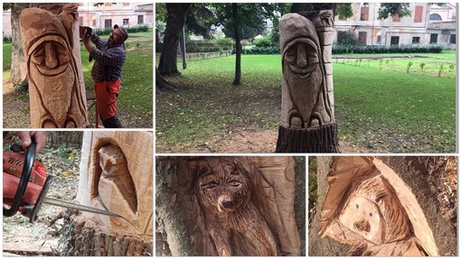 Ferrania, gli alberi tagliati diventano opere d'arte: &quot;Obiettivo valorizzare la Casa del Fattore&quot; (FOTO e VIDEO)