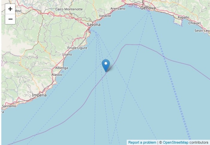 Scossa di terremoto al largo della costa savonese