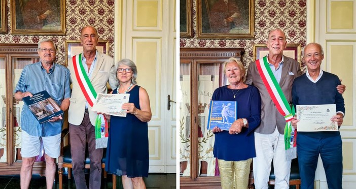 “Fedelissimi” turisti di Alassio: il sindaco Melgrati consegna tre pergamene