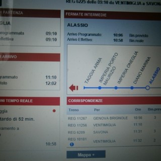 La posizione e di tempi di percorrenza del treno regionale n.6225 sul sito di Trenitalia;
